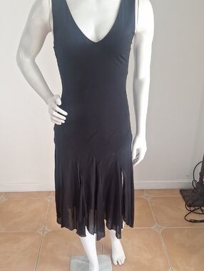 Gorgeous Minimalist Ralph Lauren Black Sleeveles  Midi Dress Sz M Nwt Retail 165